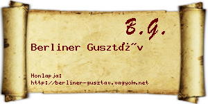 Berliner Gusztáv névjegykártya